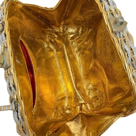 KORET Vintage 60’s Gold & Silver Woven Metal Handbag - Picture 7 of 12